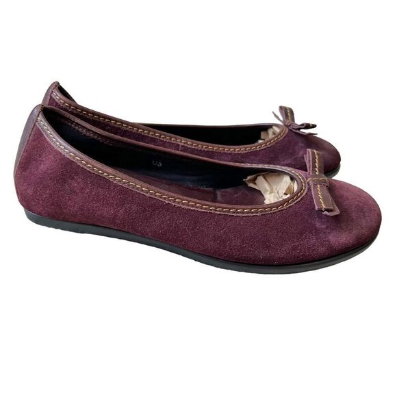 The Flexx Burgundy Suede Slip On Flats - Picture 2 of 10